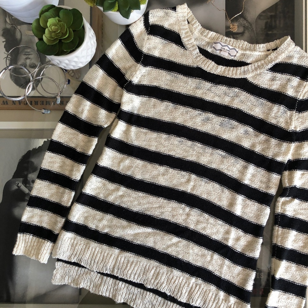 Black + Cream Striped Sweater